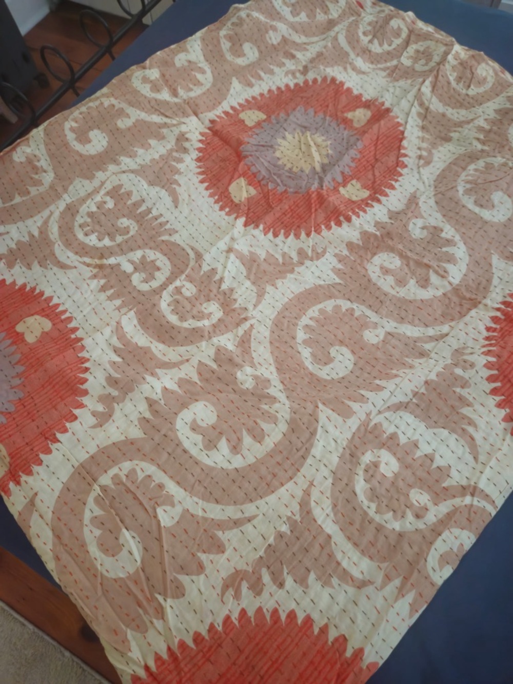 Reversible Queen Anthropologie duvet w/ 2 standard shams and 1 Euro sham.